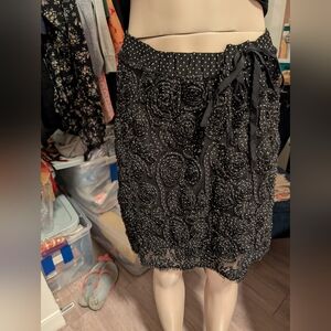 Studio M Black Polka Dot Skirt Size Large